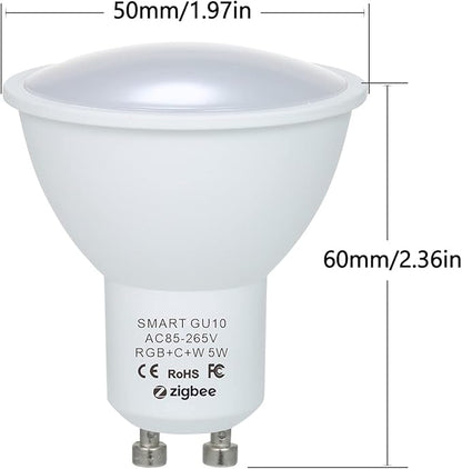 Irfora 5W ZigBee Smart Bulb Dual Mode White & RGB 16 Million Colors GU10 Smart Lamp APP Remote Control Voice Control Timing Function Multid LED Intelligent Bulb AC85-265V