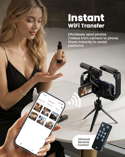 5K Video Camera Camcorder, 64MP Video Cameras for Filming with 3" 270° Rotatable Touch Screen, 16X Zoom Digital Camera with IR Night Vision, WiFi & Webcam, 32GB Card + 2 Batteries + Mic Included
