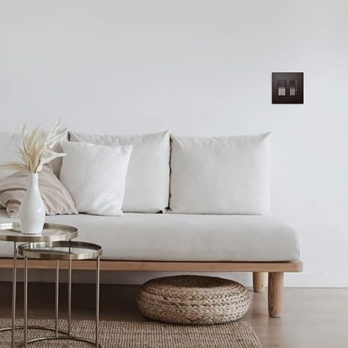 Legrand radiant Screwless Wall Plates for Decorator Rocker Outlets, 2-Gang, Dark Bronze, RWP262DBCC6