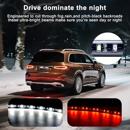 60" Tailgate Light Bar - 108 LED Brake Light Strip with Red Running/Turn Signal & White Reverse Lights, Waterproof Silicone for Car Pickup SUV Trailers