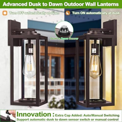 FILIYANO Large Dusk to Dawn Outdoor Wall Lights, Oil Rubbed Bronze, 2 Pack