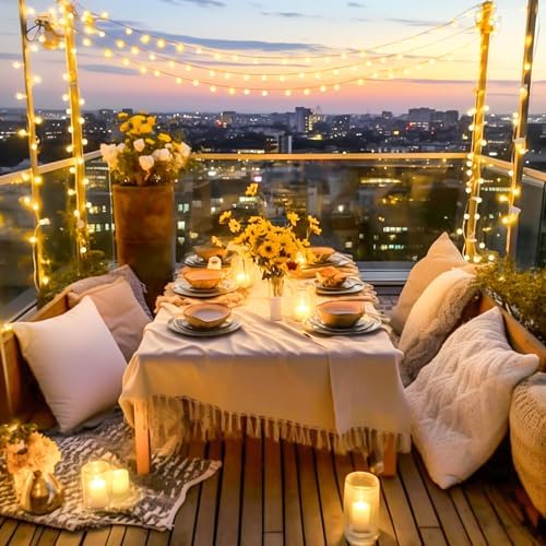 100ft Warm White Globe String Lights Indoor Outdoor Waterproof with Remote