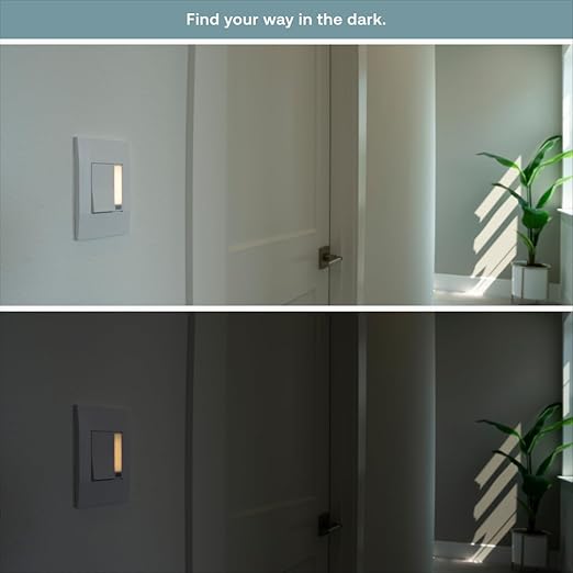 Simple Nightlight Switch by Deako, Warm-White LED Light, Automatic On/Off Sensor, Single Pole, Neutral Wire Required, White