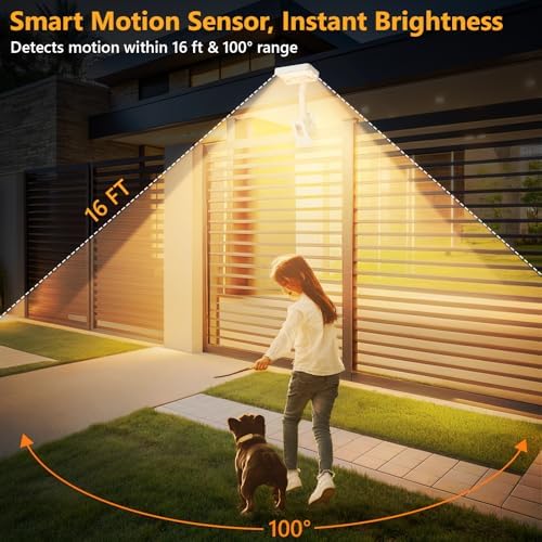 Clip On Solar Motion Lights Outdoor,360°Rotatable Fence Lights(1Pack,3000K)