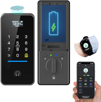 eLinkSmart Fingerprint Keyless Entry Door Lock with Door Magnetic Sensor, Keypad Smart Deadbolt Lock for Home Hotel Apartment Built-in Wi-Fi and Doorbell No hub No Drilling USB C Charging