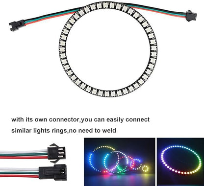 45 Bits WS2812 Addressable LED Ring with SM2.54-3P Wire, DC5V WS2812B 5050 RGB LED with Built-in Drivers Pixels Individual Controlling for Arduino Pi ESP8266 ESP32 Nodemcu (45 bits)