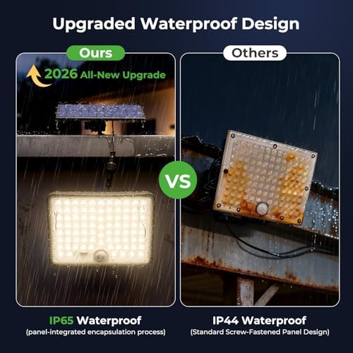 nipify Solar Motion Lights Outdoor, 3Modes Split Solar Flood Light with Remote Control,Solar Security Lights Outdoor Waterproof IP65 16ft Cable for Outside Yard Garage Patio Porch Garden,2Pack