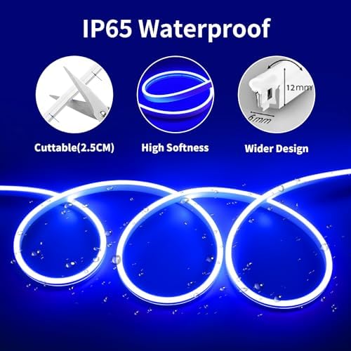 16.4FT Neon LED Strip Lights, 12V Blue Silicone LED Rope Lights
