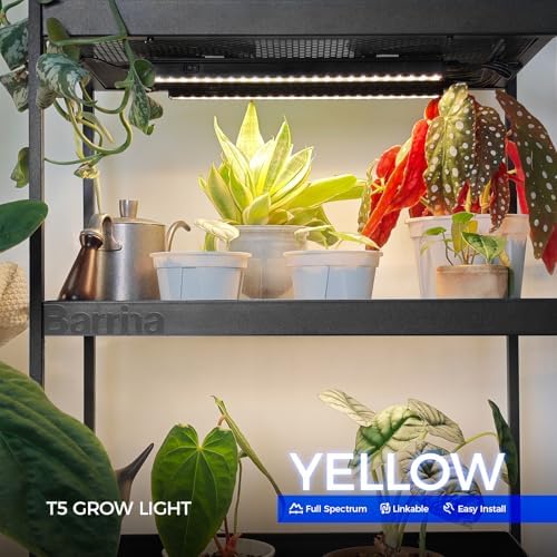 Barrina Grow Lights for Indoor Plant, T5 1FT Full Spectrum, Yellow, 4 Packs