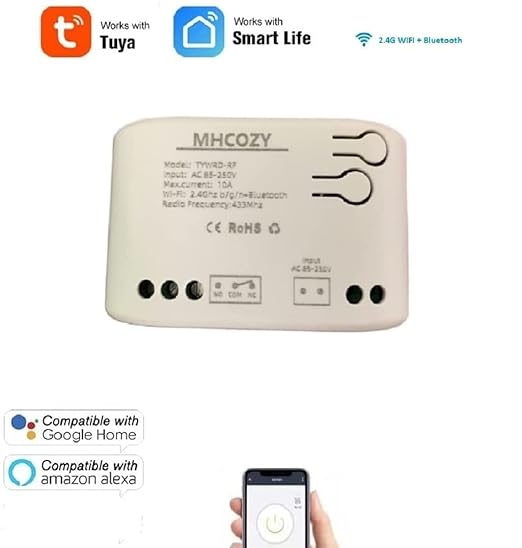 Updated WiFi Wireless Smart Switch Inching Self-Locking Relay Module,be Applied to Access Control,DIY WiFi Garage Door Opener (Smart Life app 1CH 85-250v)