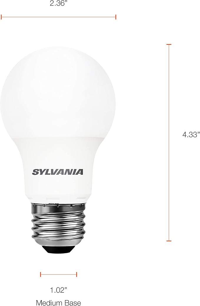 Sylvania LED A19 Light Bulb, 60W Equivalent, Efficient 8.5W, 800 Lumens, Frosted, 5000K, Daylight (74470) (Pack of 1, 12 Count Total)