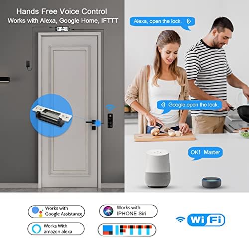 WiFi Access Control 400lb Holding Force Electric Magnetic Door Lock System Kit with Remote and Smartphone app Control, paired with Wireless Fingerprint and Access Kaypad (Electric Strike Lock kit)
