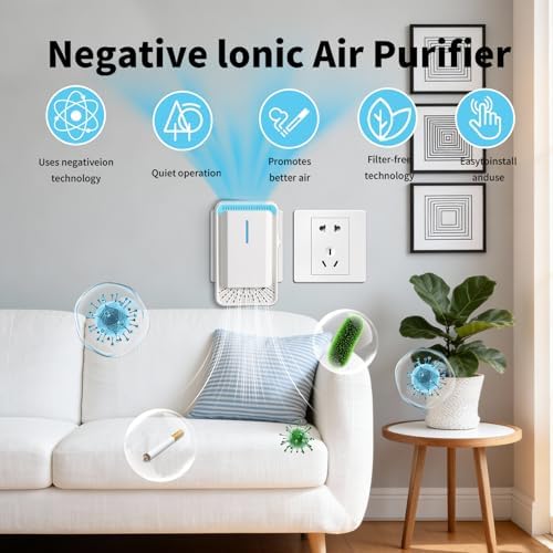 2026 New Plug in Air Purifiers Air Ionizers for Dust Mites, Odor Eliminator for Home with Negative Ion Generator, Quiet Portable Air Freshener Plug In for Bedroom,Office,Kitchen,Smoke,Dust (6)