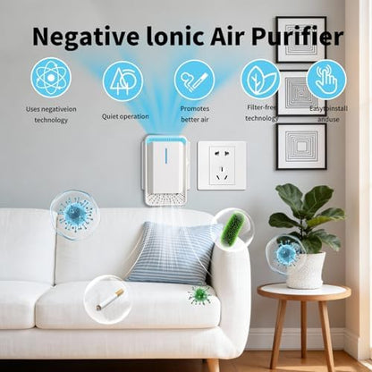 2026 New Plug in Air Purifiers Air Ionizers for Dust Mites, Odor Eliminator for Home with Negative Ion Generator, Quiet Portable Air Freshener Plug In for Bedroom,Office,Kitchen,Smoke,Dust (6)