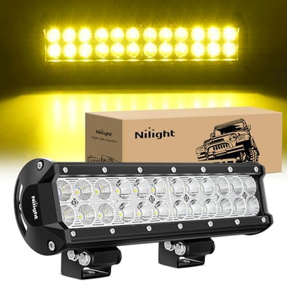 Nilight LED Light Bar 12 Inch 72W Spot Flood Combo Yellow Beam