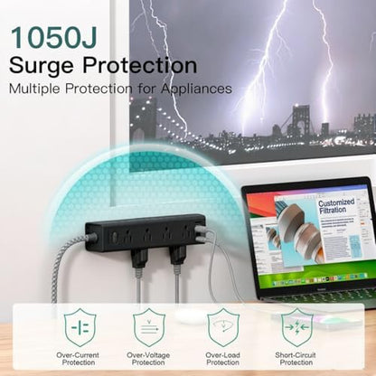 25FT Extra Long Extension Cord, Power Strip with 12 AC Outlet & 4 USB Ports