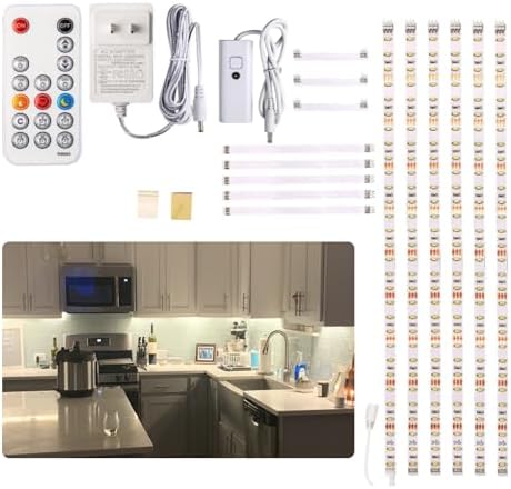WOBANE Under Cabinet Lights Kit, 20inch 6PCS LED Strip Bars with RF Remote