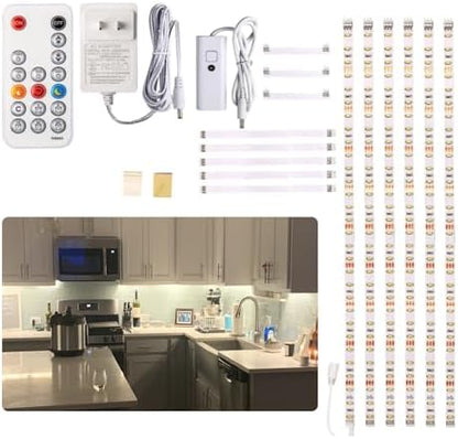 WOBANE Under Cabinet Lights Kit, 20inch 6PCS LED Strip Bars with RF Remote