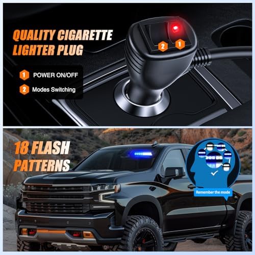 Nilight 8LED Blue White Traffic Advisor Strobe Light Bar Hazard Safety