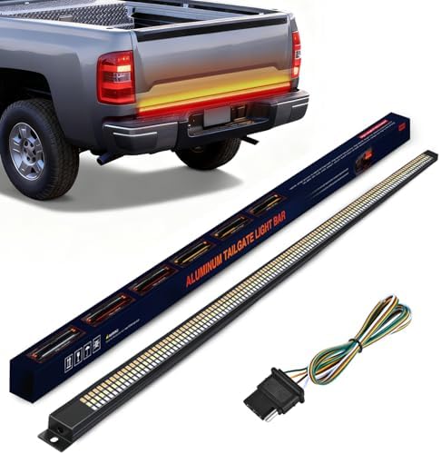 Nilight Truck Tailgate Light Strip 48" Aluminum Frame Triple Row 780 LED Strip with Red Running Brake Lights White Reverse Amber Sequential Turn Signals Strobe Lights，2 Years Warranty