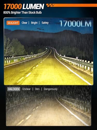 SEALIGHT H11 LED Fog Light Bulb, H8/H16 3500K Yellow Fog Lights, 17000LM