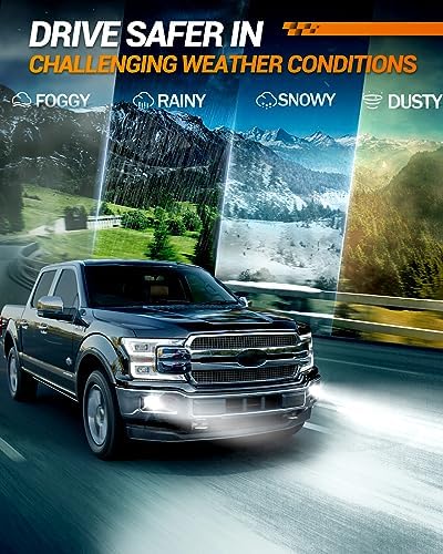 SEALIGHT H10 9145 LED Fog Light Bulbs, 44000LM Super Bright 9145 9140 H10 Fog Lights LED Bulb 6500K White, Plug & Play, Canbus Ready for Cars, Trucks, SUVs, Pack of 2