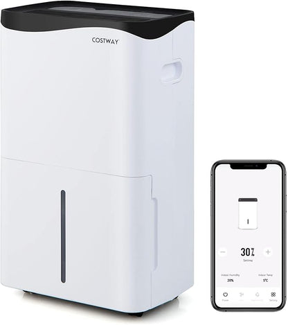 COSTWAY 5,500 Sq. Ft Dehumidifier for Basement & Large Room, 100 Pint Dehumidifier with Smart App & Alexa Voice Control, 4 Modes, 2 Speeds, 24H Timer, Low Noise