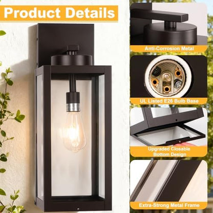 20" Oil Rubbed Bronze Large Outdoor Wall Lights with Closed Bottom
