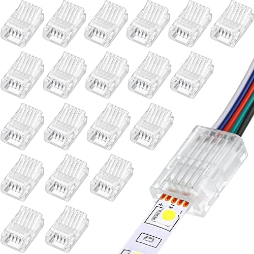 Flutesan 20 Pcs 5 Pin 10 mm LED Strip Connector RGB Lights