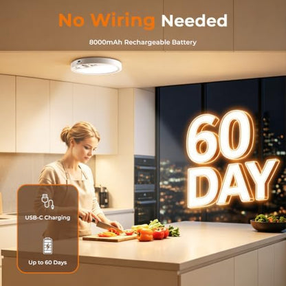 TANBABY Rechargeable Motion Sensor Ceiling Light Indoor with Remote, 4 Pack