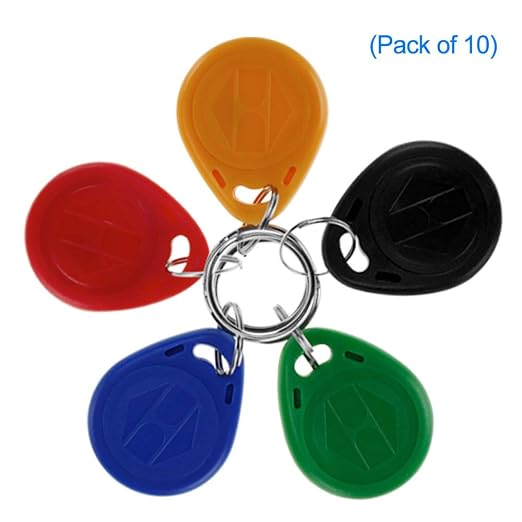 125KHz Smart ID Key Tag Card RFID Access Control Key Card Proximity EM4100 TK4100 Keyfobs Keychains NFC Token Badge Holder (Mix Color, Pack of 10)