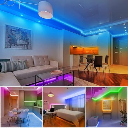 dalattin Led Lights for Bedroom 130ft (2 Rolls of 65.6ft), Led Strip Lights with Remote & App Control, LED Light Strips for Decorative Purposes