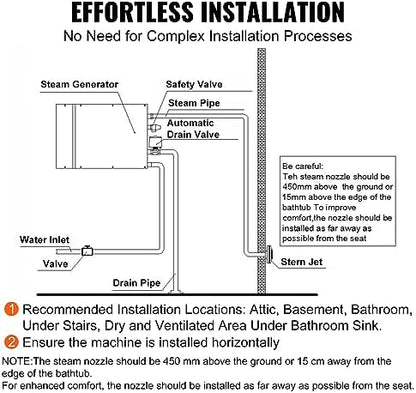 VEVOR Steam Shower Generator, 12 kW, Segmented Heating System with Temperature Customization & 24h Timer, Automatic Drainage Steam Bath Kit for Home Use