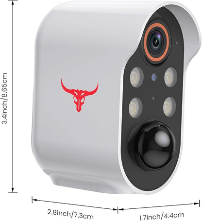 1080P Wireless Security Camera Outdoor, Battery Powered, AI Human Detection, Color Night Vision, 2-Way Audio, IP65 Waterproof, 2.4G Wi-Fi, Cloud Storage (4 spotlights)