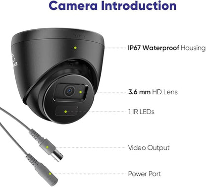 SANNCE 1080p Wired Home Security Camera with EXIR Night Vision, IP66 Waterproof for Outdoor Indoor Video Surveillance 4Pcs