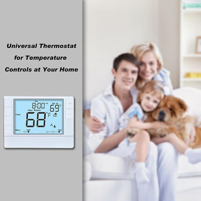 Programmable Thermostat, Thermostat for Home HVAC Systems,Multi-Stage, 2 Heat/2 Cool, White Backlight