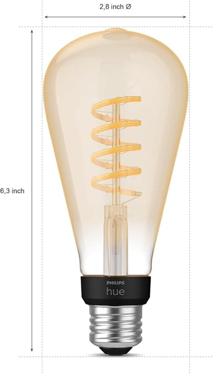 Philips Hue Smart 60W ST23 Filament LED Bulb - White Ambiance Warm-to-Cool White Light - 4 Pack - 550LM - E26 - Indoor - Control with Hue App- Compatible with Alexa, Google Assistant and Apple Homekit