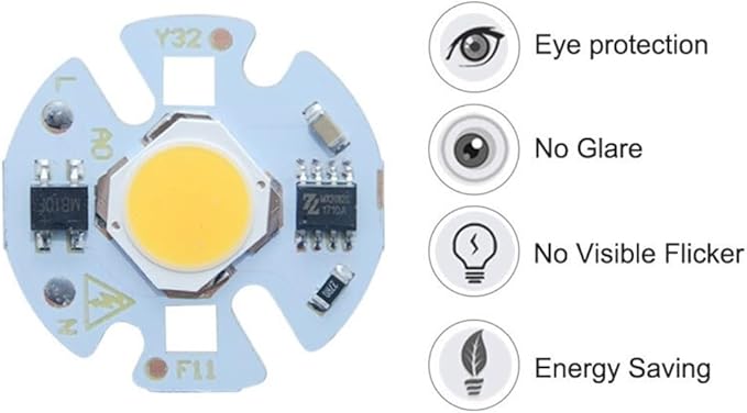 Indoor Lighting, Pack of 4, LED COB Lamp Y32 Chip AC110V 3W 5W 7W 9W LED Matrix Diode Array Spotlight Smart IC Searchlight Floodlight Source(Cool White,5W)