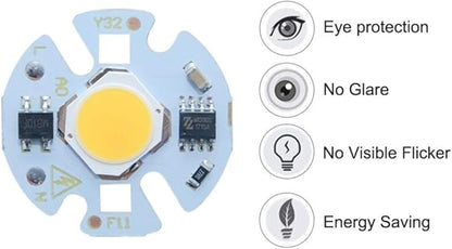 Pack of 4, LED COB Lamp Y32 Chip AC110V 3W 5W 7W 9W LED Matrix Diode Array Spotlight Smart IC Searchlight Floodlight Source Household Bulbs(Warm White,3W)