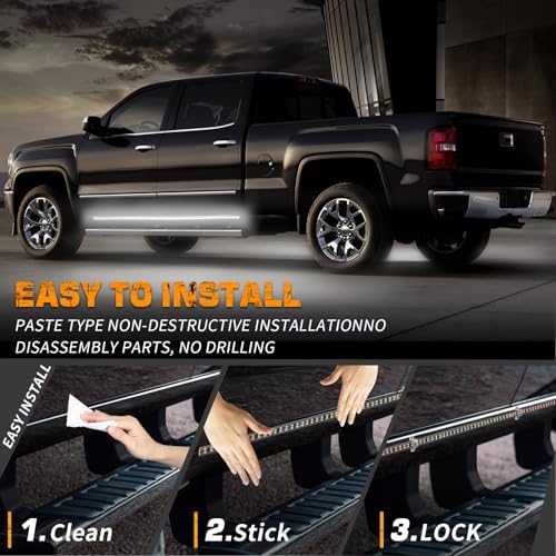 XRIDONSEN 2PCS 60 inch Running Board Strobe Lights White Emergency Lights