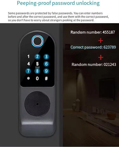 Generic Courtyard iron door lock home electronics fingerprint door lock smart door rim lock, Black