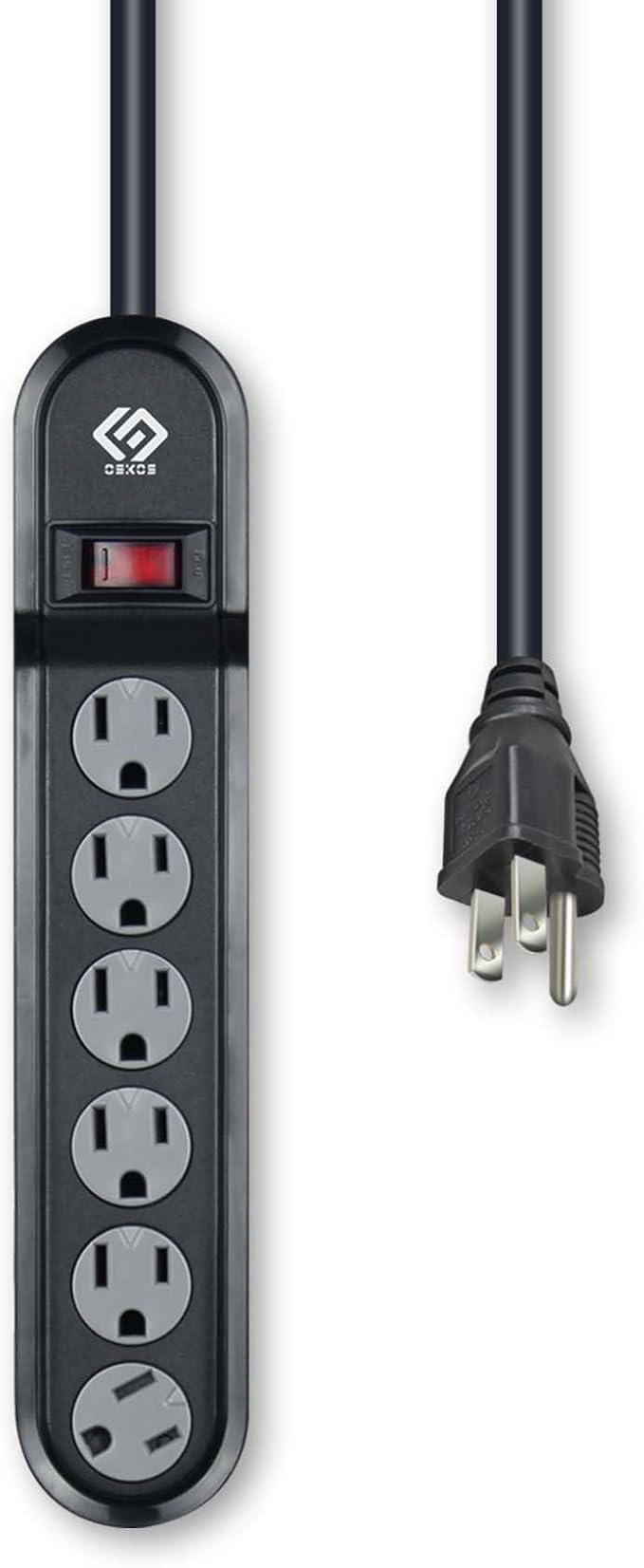 OSKOS Surge Protector Power Strip, 6 outlets, 500 Joules, 6FT Extension Cord, UL Listed,15A Circuit Breaker, Wall Mountable.