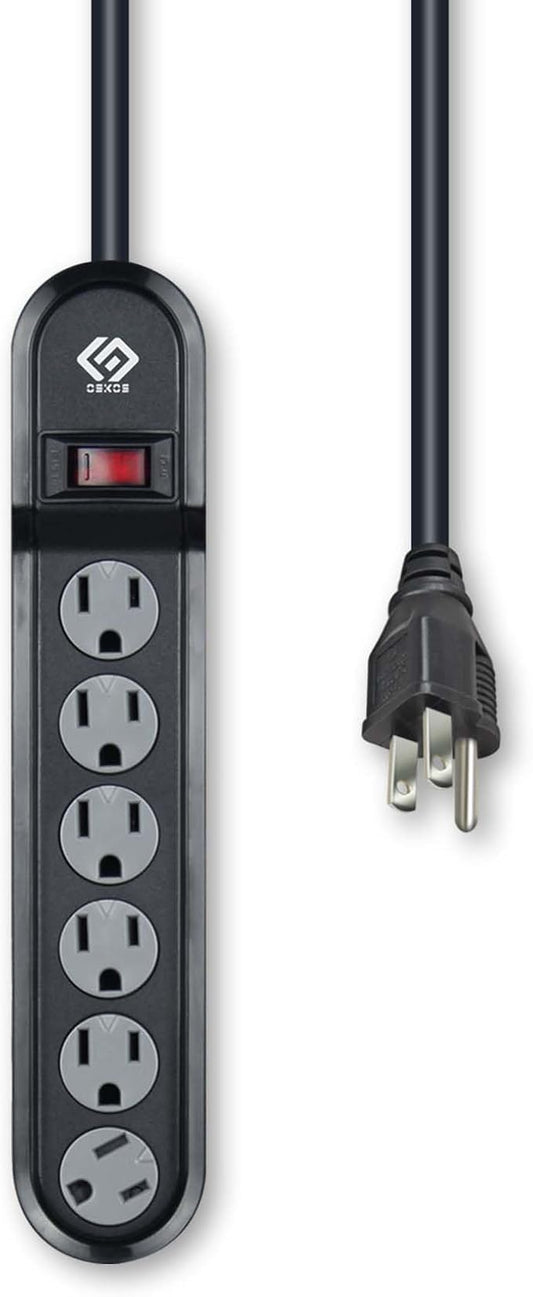 OSKOS Surge Protector Power Strip, 6 outlets, 500 Joules, 6FT Extension Cord, UL Listed,15A Circuit Breaker, Wall Mountable.