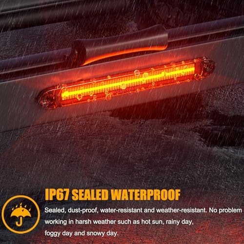 PSEQT 16" LED Trailer Tail Light Bar, Brake Stop Turn Signal Running Reverse Lights Red & Amber & White 3-Color Multi-Function Identification Strip Lamp Waterproof for Pickup Offroad Truck Trailer RV