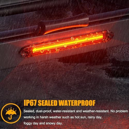 PSEQT 16" LED Trailer Tail Light Bar, Brake Stop Turn Signal Running Reverse Lights Red & Amber & White 3-Color Multi-Function Identification Strip Lamp Waterproof for Pickup Offroad Truck Trailer RV