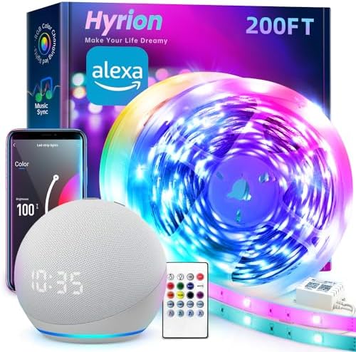 hyrion Alexa LED Strip Lights for Bedroom 200ft, Smart Wireless RGB