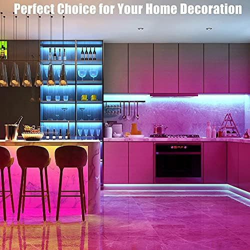 Keepsmile 50ft Led Lights for Bedroom, Bluetooth Smart APP Control RGB Color Changing Led Strip Lights with Remote Control and Power Adapter Led Lights for Room Kitchen Party Home Decoration