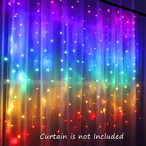 CoziTech Rainbow Fairy String Curtain Lights with Touch Dimmer Switch, Hanging LED Icicle Rainbow Lights Curtain for Girls Bedroom, Kids Room, Unicorn Room, Birthday, Holiday Décor Christmas Gift