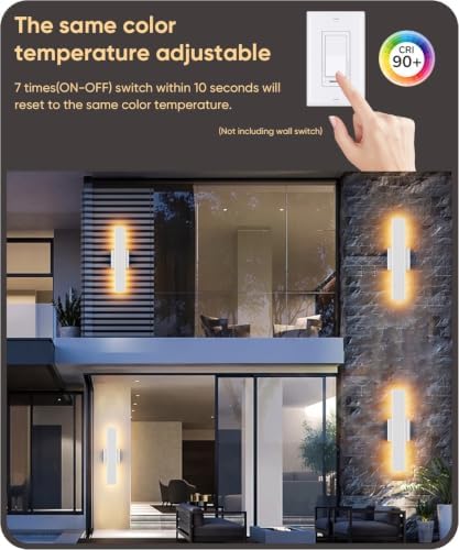 Aipsun 15.7" LED Outdoor Wall Sconce, Modern White Exterior Wall Light