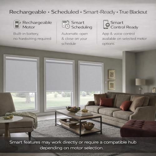 ZSHINE Motorized Blackout Roller Shades Remote Control Rechargeable(82141G)